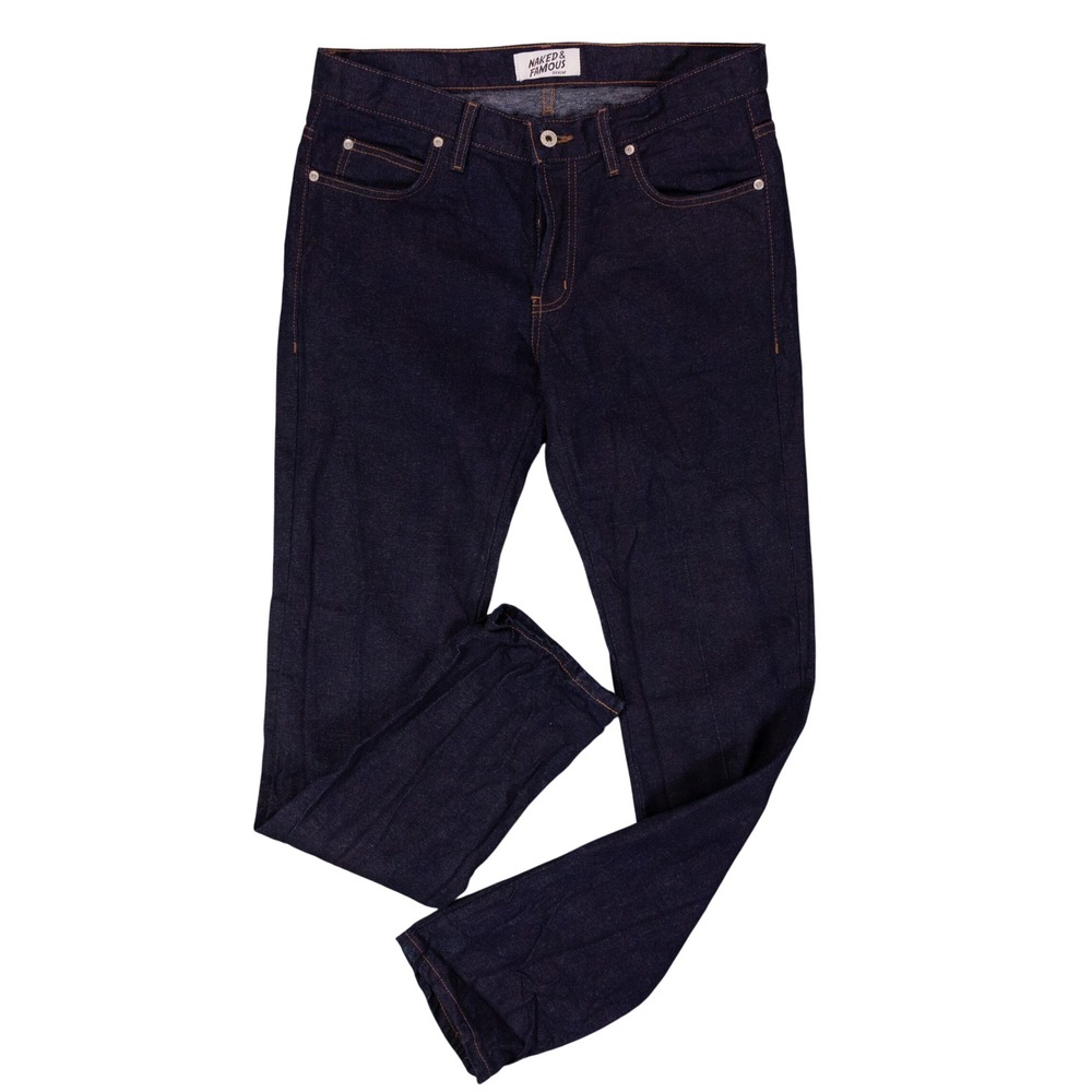 Naked & Famous Japenese Denim Skinny Guy Mens 34 Indigo Twisted Weft Raw Jeans